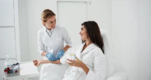 Woman receiving Medical Grade Vitamin Supplements in Boynton Beach, FL from a Professional