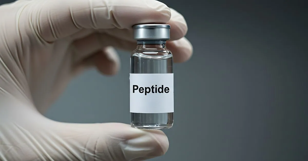Peptide Therapy vial used to support natural HGH production